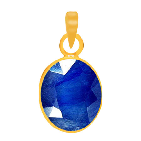 Ptm Blue Sapphire/Neelam 3.25 Ratti to 10.25 Ratti or 3 Carat to 9.5 Carat Natural Certified Astrological Gemstone Panchdhatu/5 Metals 22k Gold Plated pendant for Men & Women -vdhp3