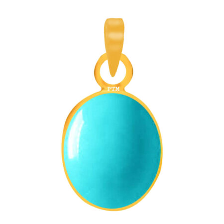 Ptm Turquoise/Firoza 3.25 Ratti to 10.25 Ratti or 3 Carat to 9.5 Carat Natural Certified Astrological Gemstone Panchdhatu/5 Metals 22k Gold Plated pendant for Men & Women -vdhp3