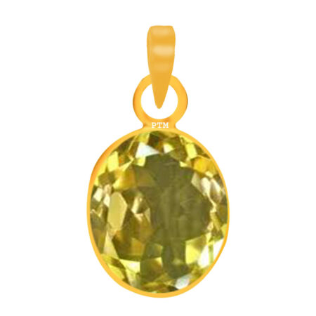 Ptm Citrine/Sunehla 3.25 Ratti to 10.25 Ratti or 3 Carat to 9.5 Carat Natural Certified Astrological Gemstone Panchdhatu/5 Metals 22k Gold Plated pendant for Men & Women -vdhp3