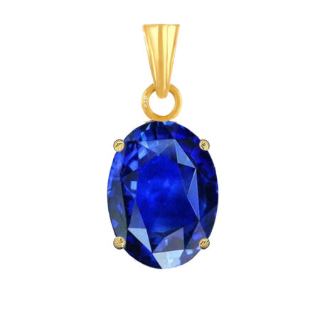 Ptm Blue Sapphire/Neelam 3.25 Ratti to 10.25 Ratti or 3 Carat to 9.5 Carat Natural Certified Astrological Gemstone Panchdhatu/5 Metals 22k Gold Plated pendant for Men & Women -vdhp2