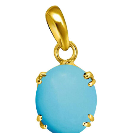 Ptm Turquoise/Firoza 3.25 Ratti to 10.25 Ratti or 3 Carat to 9.5 Carat Natural Certified Astrological Gemstone Panchdhatu/5 Metals 22k Gold Plated pendant for Men & Women -vdhp1