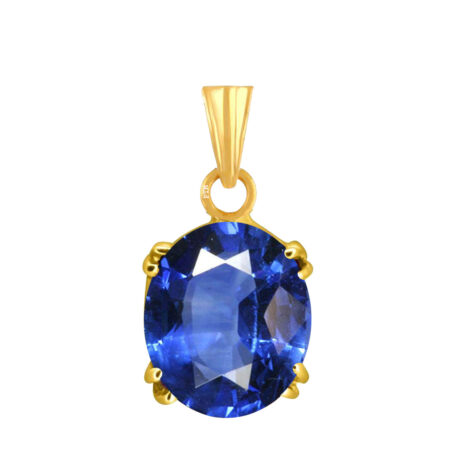 Ptm Blue Sapphire/Neelam 3.25 Ratti to 10.25 Ratti or 3 Carat to 9.5 Carat Natural Certified Astrological Gemstone Panchdhatu/5 Metals 22k Gold Plated pendant for Men & Women -vdhp1