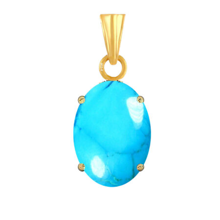 Ptm Turquoise/Firoza 3.25 Ratti to 10.25 Ratti or 3 Carat to 9.5 Carat Natural Certified Astrological Gemstone Panchdhatu/5 Metals 22k Gold Plated pendant for Men & Women -vdhp2