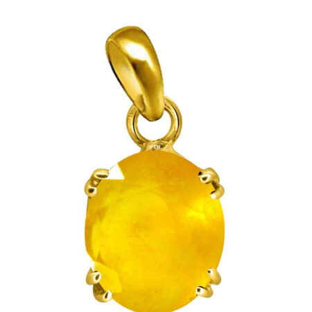 Ptm Yellow Sapphire/Pukhraj 3.25 Ratti to 10.25 Ratti or 3 Carat to 9.5 Carat Natural Certified Astrological Gemstone Panchdhatu/5 Metals 22k Gold Plated pendant for Men & Women -vdhp1