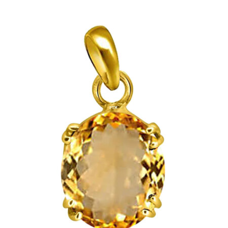 Ptm Citrine/Sunehla 3.25 Ratti to 10.25 Ratti or 3 Carat to 9.5 Carat Natural Certified Astrological Gemstone Panchdhatu/5 Metals 22k Gold Plated pendant for Men & Women -vdhp1