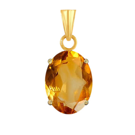 Ptm Citrine/Sunehla 3.25 Ratti to 10.25 Ratti or 3 Carat to 9.5 Carat Natural Certified Astrological Gemstone Panchdhatu/5 Metals 22k Gold Plated pendant for Men & Women -vdhp2