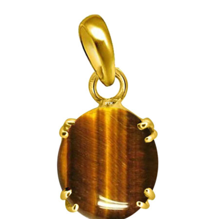 Ptm Tiger Eye 3.25 Ratti to 10.25 Ratti or 3 Carat to 9.5 Carat Natural Certified Astrological Gemstone Panchdhatu/5 Metals 22k Gold Plated pendant for Men & Women -vdhp1