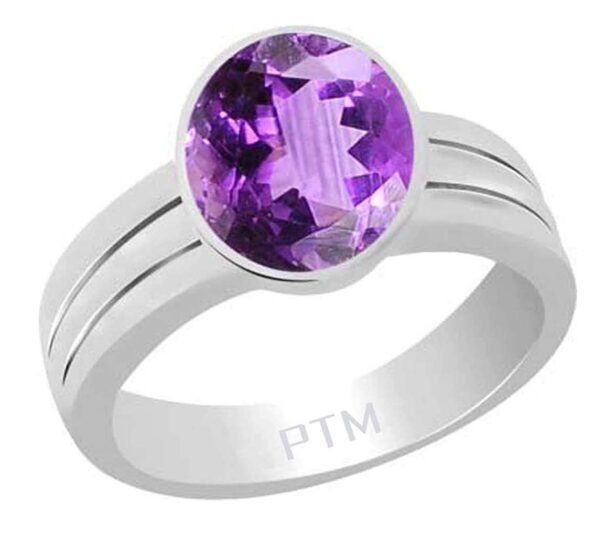 Ptm 925 Sterling Silver Amethyst/Kathela 3.25 Ratti to 10.25 Ratti or 3.00 Carat to 9.35 Carat Astrological Real Gemstone Bis Hallmark Ring for Men & Women