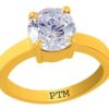 PTM Certified Zircon (American Diamond) 3.25 Ratti to 10.25 Ratti or 3.00 Carat to 9.35 Carat Astrological Gemstone Panchdhatu 22 K Gold Plated Ring for Men & Women