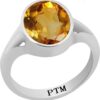 PTM Certified Natural 3.25 Ratti to 10.25 Ratti or 3.00 Carat to 9.35 Carat Sunehla (Citrine) Astrological Gemstone BIS Hallmark 925 Sterling Silver Ring for Men & Women