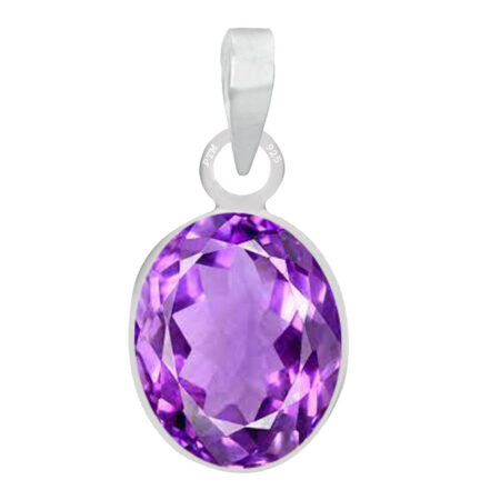 Ptm Sterling Silver Amethyst/Kathela 3.25 Ratti to 10.25 Ratti or 3 Carat to 9.5 Carat Natural Certified Astrological Gemstone 925 bis Hallmark pendant for Men & Women -vslp3