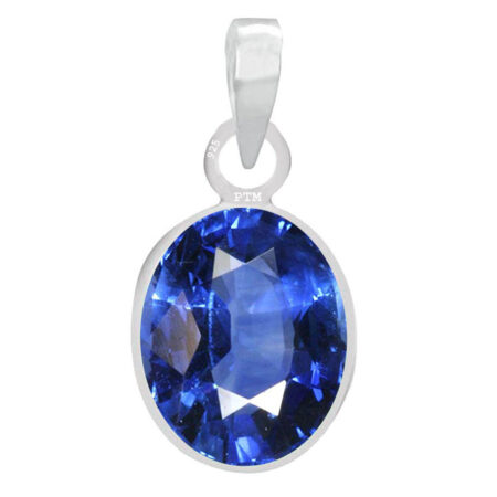 Ptm Sterling Silver Blue Sapphire/Neelam 3.25 Ratti to 10.25 Ratti or 3 Carat to 9.5 Carat Natural Certified Astrological Gemstone 925 bis Hallmark pendant for Men & Women -vslp3