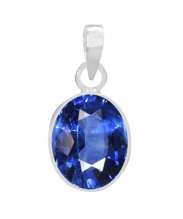 Ptm Sterling Silver Blue Sapphire/Neelam 3.25 Ratti to 10.25 Ratti or 3 Carat to 9.5 Carat Natural Certified Astrological Gemstone 925 bis Hallmark pendant for Men & Women -vslp3