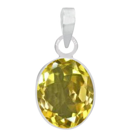 Ptm Sterling Silver Citrine/Sunehla 3.25 Ratti to 10.25 Ratti or 3 Carat to 9.5 Carat Natural Certified Astrological Gemstone 925 bis Hallmark pendant for Men & Women -vslp3