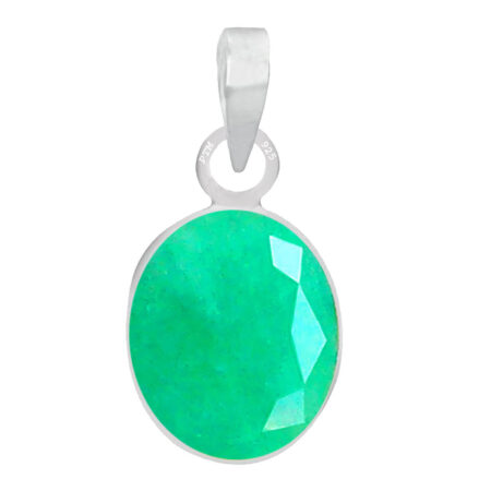 Ptm Sterling Silver Emerald/Panna 3.25 Ratti to 10.25 Ratti or 3 Carat to 9.5 Carat Certified Astrological Gemstone 925 bis Hallmark pendant for Men & Women -vslp3