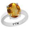 PTM Certified Natural 3.25 Ratti to 10.25 Ratti or 3.00 Carat to 9.35 Carat Sunehla (Citrine) Astrological Gemstone BIS Hallmark 925 Sterling Silver Ring for Men & Women