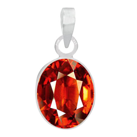 Ptm Sterling Silver Hessonite/Gomed 3.25 Ratti to 10.25 Ratti or 3 Carat to 9.5 Carat Natural Certified Astrological Gemstone 925 bis Hallmark pendant for Men & Women -vslp3