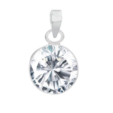 Ptm Sterling Silver American Diamond/Zircon 3.25 Ratti to 10.25 Ratti or 3 Carat to 9.5 Carat Certified Astrological Gemstone 925 bis Hallmark pendant for Men & Women -vslp3