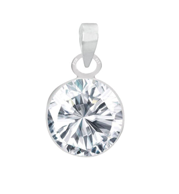 Ptm Sterling Silver American Diamond/Zircon 3.25 Ratti to 10.25 Ratti or 3 Carat to 9.5 Carat Certified Astrological Gemstone 925 bis Hallmark pendant for Men & Women -vslp3