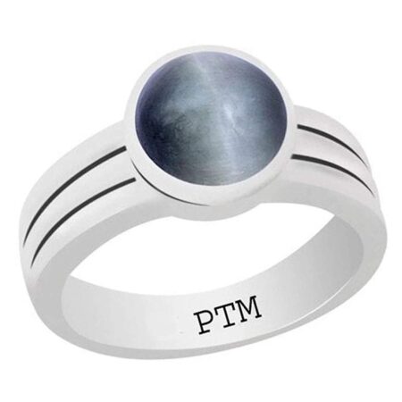 Ptm 925 Sterling Silver Cats Eye/Lehsuniya 3.25 to 10.25 Ratti or 3.00 Carat to 9.35 Carat Astrological Gemstone Bis Hallmark Ring for Men & Women