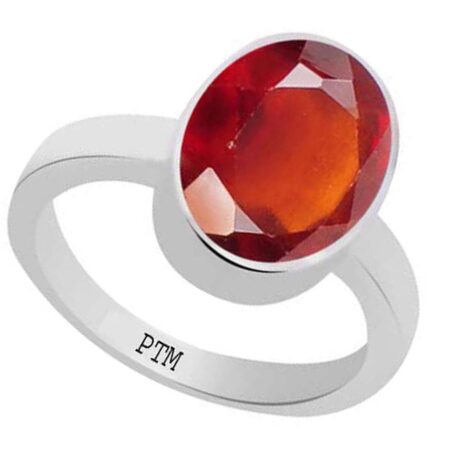 PTM Certified Natural Gomed (Hessonite) Astrological Gemstone 3.25 Ratti to 10.25 Ratti or 3.00 Carat to 9.35 Carat BIS Hallmark 925 Sterling Silver Ring for Men & Women