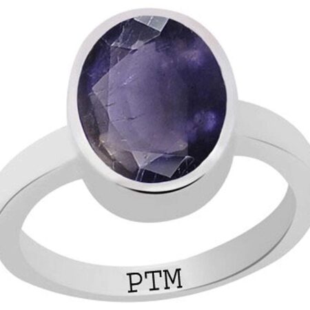 PTM Certified Natural 3.25 Ratti to 10.25 Ratti or 3.00 Carat to 9.35 Carat Neeli (Iolite) Astrological Gemstone BIS Hallmark 925 Sterling Silver Ring for Men & Women