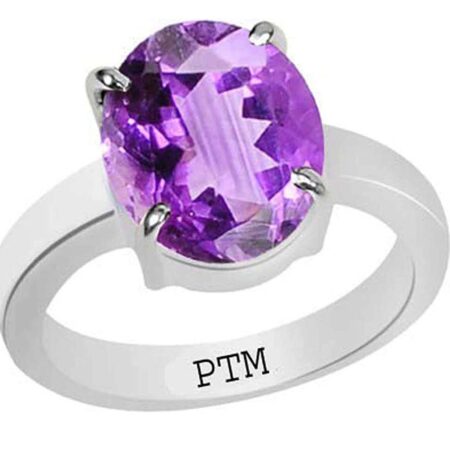 Ptm 925 Sterling Silver Amethyst/Kathela 3.25 Ratti to 10.25 Ratti or 3.00 Carat to 9.35 Carat Astrological Real Gemstone Bis Hallmark Ring for Men & Women