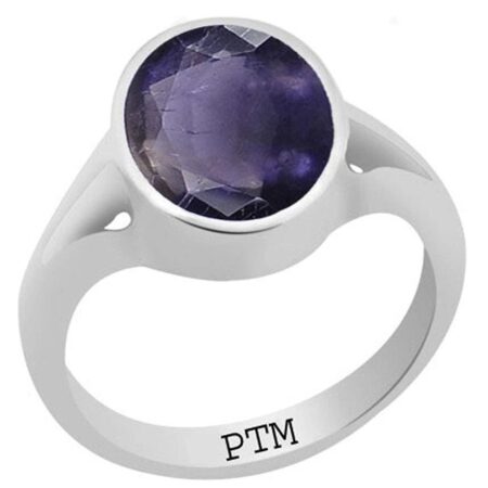 PTM Certified Natural 3.25 Ratti to 10.25 Ratti or 3.00 Carat to 9.35 Carat Neeli (Iolite) Astrological Gemstone BIS Hallmark 925 Sterling Silver Ring for Men & Women