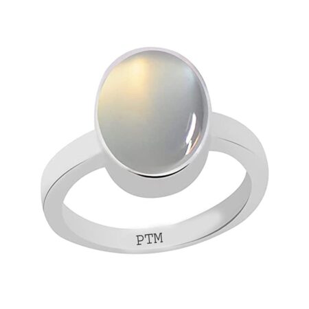 PTM Certified Natural 3.25 Ratti to 10.25 Ratti or 3.00 Carat to 9.35 Carat Moonstone (Chandrakant) Astrological Gemstone BIS Hallmark 925 Sterling Silver Ring for Men & Women