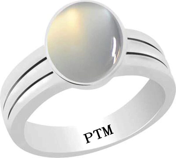 PTM Certified Natural 3.25 Ratti tp 10.25 Ratti or 3.00 Carat to 9.35 Carat Moonstone (Chandrakant) Astrological Gemstone BIS Hallmark 925 Sterling Silver Ring for Men & Women