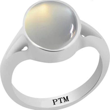 PTM Certified Natural 3.25 Ratti to 10.25 Ratti or 3.00 Carat to 9.35 Carat Moonstone (Chandrakant) Astrological Gemstone BIS Hallmark 925 Sterling Silver Ring for Men & Women