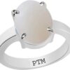 PTM Certified Natural 3.25 Ratti to 10.25 Ratti or 3.00 Carat to 9.35 Carat Opal Astrological Gemstone BIS Hallmark 925 Sterling Silver Ring for Men & Women