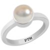 PTM Certified Natural Pearl (Moti) 3.25 Ratti to 10.25 Ratti or 3.00 Carat to 9.35 Carat Astrological Gemstone BIS Hallmark 925 Sterling Silver Ring for Men & Women