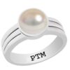 PTM Certified Natural Pearl (Moti) 3.25 Ratti to 10.25 Ratti or 3.00 Carat to 9.35 Carat Astrological Gemstone BIS Hallmark 925 Sterling Silver Ring for Men & Women