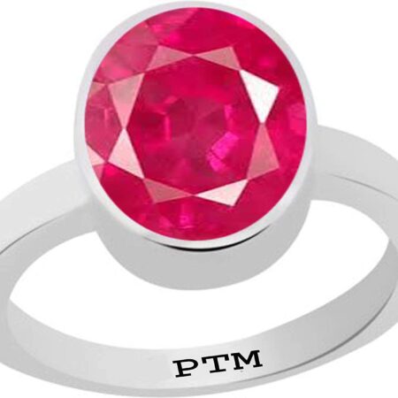 PTM Certified Natural Ruby (Manik) 3.25 Ratti to 10.25 Ratti or 3.00 Carat to 9.35 Carat Astrological Gemstone BIS Hallmark 925 Sterling Silver Ring for Men & Women