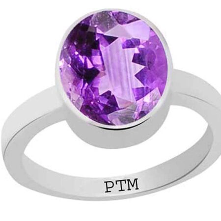 Ptm 925 Sterling Silver Amethyst/Kathela 3.25 Ratti to 10.25 Ratti or 3.00 Carat to 9.35 Carat Astrological Real Gemstone Bis Hallmark Ring for Men & Women