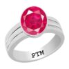 PTM Certified Natural Ruby (Manik) 3.25 Ratti to 10.25 Ratti or 3.00 Carat to 9.35 Carat Astrological Gemstone BIS Hallmark 925 Sterling Silver Ring for Men & Women