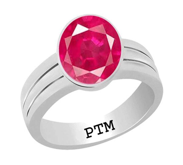 PTM Certified Natural Ruby (Manik) 3.25 Ratti to 10.25 Ratti or 3.00 Carat to 9.35 Carat Astrological Gemstone BIS Hallmark 925 Sterling Silver Ring for Men & Women