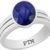 Ptm 925 Sterling Silver Blue Sapphire/Neelam 3.25 Ratti to 10.25 Ratti or 3.00 Carat to 9.35 Carat Certified Natural Gemstone Bis Hallmark Ring for Men & Women