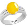 PTM Certified Natural Yellow Sapphire (Pukhraj) 3.25 Ratti to 10.25 Ratti or 3.00 Carat to 9.35 Carat Astrological Gemstone 925 BIS Hallmark Sterling Silver Ring for Men & Women