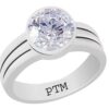 PTM Certified Zircon (American Diamond) 3.25 Ratti to 10.25 Ratti or 3.00 Carat to 9.35 Carat Astrological Gemstone BIS Hallmark 925 Sterling Silver Ring for Men & Women