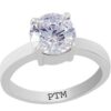 PTM Certified Zircon (American Diamond) 3.25 Ratti to 10.25 Ratti or 3.00 Carat to 9.35 Carat Astrological Gemstone BIS Hallmark 925 Sterling Silver Ring for Men & Women