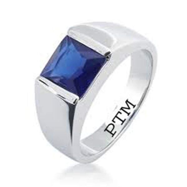 Ptm 925 Sterling Silver Blue Sapphire/Neelam 3.25 Ratti to 10.25 Ratti or 3.00 Carat to 9.35 Carat Certified Natural Gemstone Bis Hallmark Ring for Men & Women