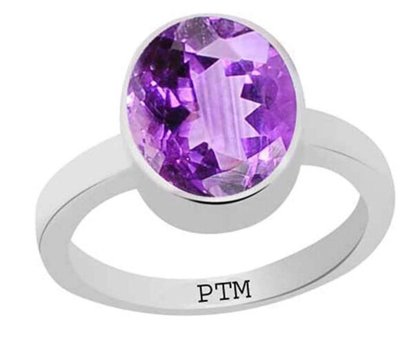 Ptm 925 Sterling Silver Amethyst/Kathela 3.25 Ratti to 10.25 Ratti or 3.00 Carat to 9.35 Carat Astrological Real Gemstone Bis Hallmark Ring for Men & Women