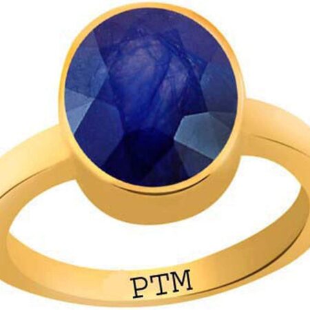 Ptm Blue Sapphire/Neelam 3.25 Ratti to 10.25 Ratti or 3.00 Carat to 9.35 Carat Certified Natural Gemstone Panchdhatu/5 metals 22 K Gold Plated Ring for Men & Women