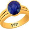 Ptm Blue Sapphire/Neelam 3.25 Ratti to 10.25 Ratti or 3.00 Carat to 9.35 Carat Certified Natural Gemstone Panchdhatu/5 metals 22 K Gold Plated Ring for Men & Women