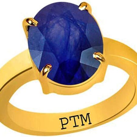 Ptm Blue Sapphire/Neelam 3.25 Ratti to 10.25 Ratti or 3.00 Carat to 9.35 Carat Certified Natural Gemstone Panchdhatu/5 metals 22 K Gold Plated Ring for Men & Women