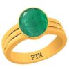 PTM Certified Emerald (Panna) 3.25 Ratti to 10.25 Ratti or 3.00 Carat to 9.35 Carat Astrological Gemstone Panchdhatu 22 k Gold Plated Ring for Men & Women