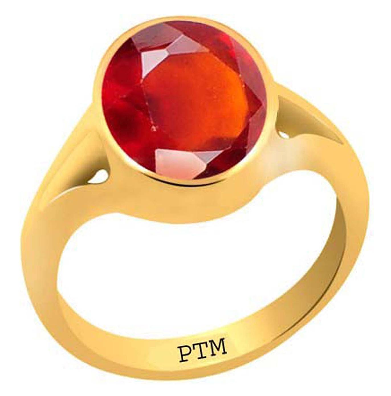 PTM Certified Natural Hessonite (Gomed) 3.25 Ratti to 10.25 Ratti or 3.00 Carat to 9.35 Carat Astrological Gemstone Panchdhatu 22K Gold Plated Ring for Men & Women