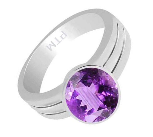 Ptm 925 Sterling Silver Amethyst/Kathela 3.25 Ratti to 10.25 Ratti or 3.00 Carat to 9.35 Carat Astrological Real Gemstone Bis Hallmark Ring for Men & Women